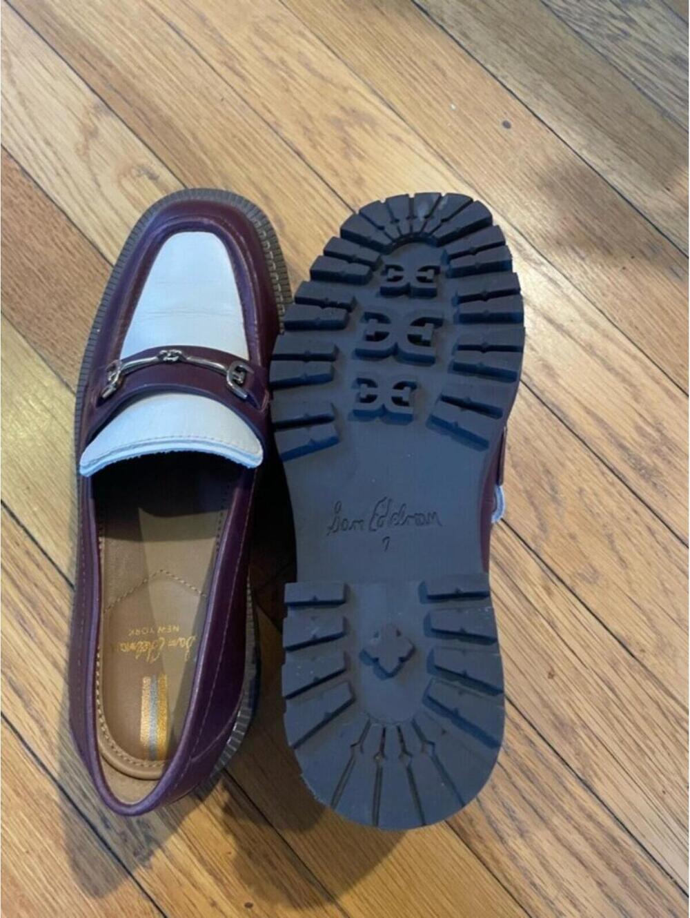 Sam Edelman Women's Laurs Lug Sole Shoe Two Tone Burgundy Cream US 7 - Picture 13 of 15